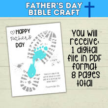 Load image into Gallery viewer, Father&#39;s Day Bible Craft for Kids | Bible Craft | Father&#39;s Day Craft | Footprint Craft for Dad | Father&#39;s Day Gift | Father&#39;s Day Card

