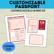 Load image into Gallery viewer, Customizable Passport | Design Your Own Passport | Passport Craft | Kids Crafts | Craft Template | Travel Craft | Passport Book | Kids
