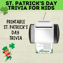 Load image into Gallery viewer, St. Patrick&#39;s Day Trivia for Kids | Kids Trivia | St. Patrick&#39;s Day Game | St. Patty&#39;s Day | Classroom Game | Party Game | Kids Games
