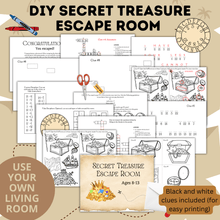 Load image into Gallery viewer, DIY Escape Room for Kids | Secret Treasure Escape Room | Home escape Room | Digital Escape Room | Kids Games | Party Games | Printable
