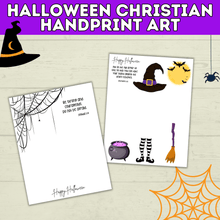 Load image into Gallery viewer, Halloween Christian Handprint Art for Kids | Bible Halloween Art | Handprint Art for Kids | Handprint Crafts | Halloween Handprint Crafts
