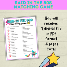 Load image into Gallery viewer, 80s Games | 80s Party Games | Retro Games | 80s Birthday Party Game | 80s | Games | 80s Trivia | Printable Games | Vintage Games
