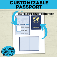 Load image into Gallery viewer, Customizable Passport | Design Your Own Passport | Passport Craft | Kids Crafts | Craft Template | Travel Craft | Passport Book | Kids
