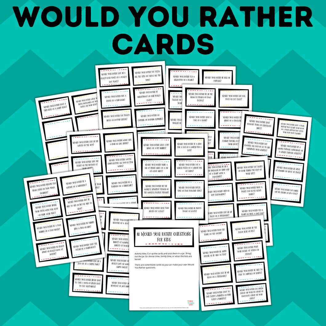 Would You Rather Printable Cards