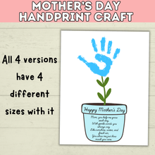 Load image into Gallery viewer, Mom Handprint Craft | Mother&#39;s Day Handprint Art | Handprint Art Craft | Handprint Flower | Flower Craft | Handprint Keepsake
