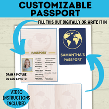 Load image into Gallery viewer, Customizable Passport | Design Your Own Passport | Passport Craft | Kids Crafts | Craft Template | Travel Craft | Passport Book | Kids
