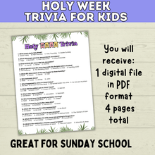 Load image into Gallery viewer, Holy Week | LDS Holy Week | Holy Week Kids Trivia | Holy Week Activity | Easter | Easter Activity | Easter Trivia | Easter Week
