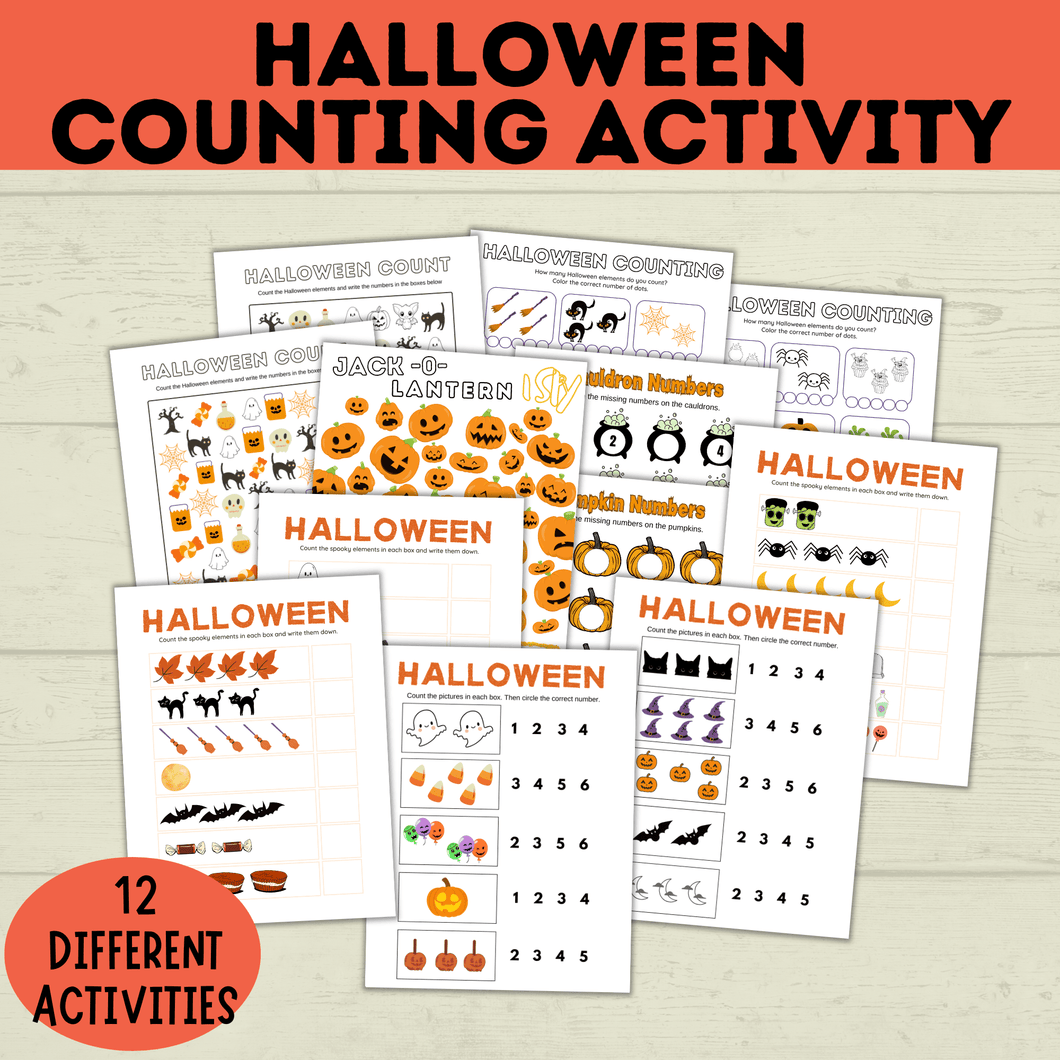 Halloween Counting Activity for Kids and Preschoolers | Counting for Preschoolers | Numbers | Math Worksheets | Math for Preschool