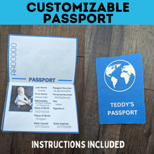 Load image into Gallery viewer, Customizable Passport | Design Your Own Passport | Passport Craft | Kids Crafts | Craft Template | Travel Craft | Passport Book | Kids
