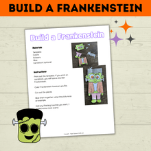 Load image into Gallery viewer, Frankenstein Craft for Kids | Halloween Craft | Halloween Activities | Halloween Printables | Build a Frankenstein | Monster Craft
