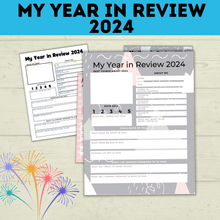 Load image into Gallery viewer, 2024 Time Capsule Sheets | New Year&#39;s Eve Printable | New Year&#39;s Eve Game | My Year in Review 2023 | PDF Download | Kids Questions
