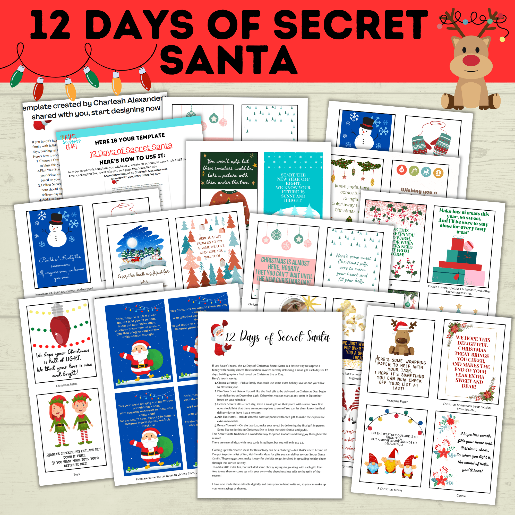 Secret Santa Rhyming Notes Secret Santa Gift Poems Printable Magic Santa Key Poem Tags | Made In