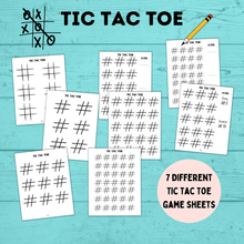 Load image into Gallery viewer, Tic Tac Toe Game Sheet for Kids | Pen and Pencil Games | Kids Games | Tic Tac Toe Template
