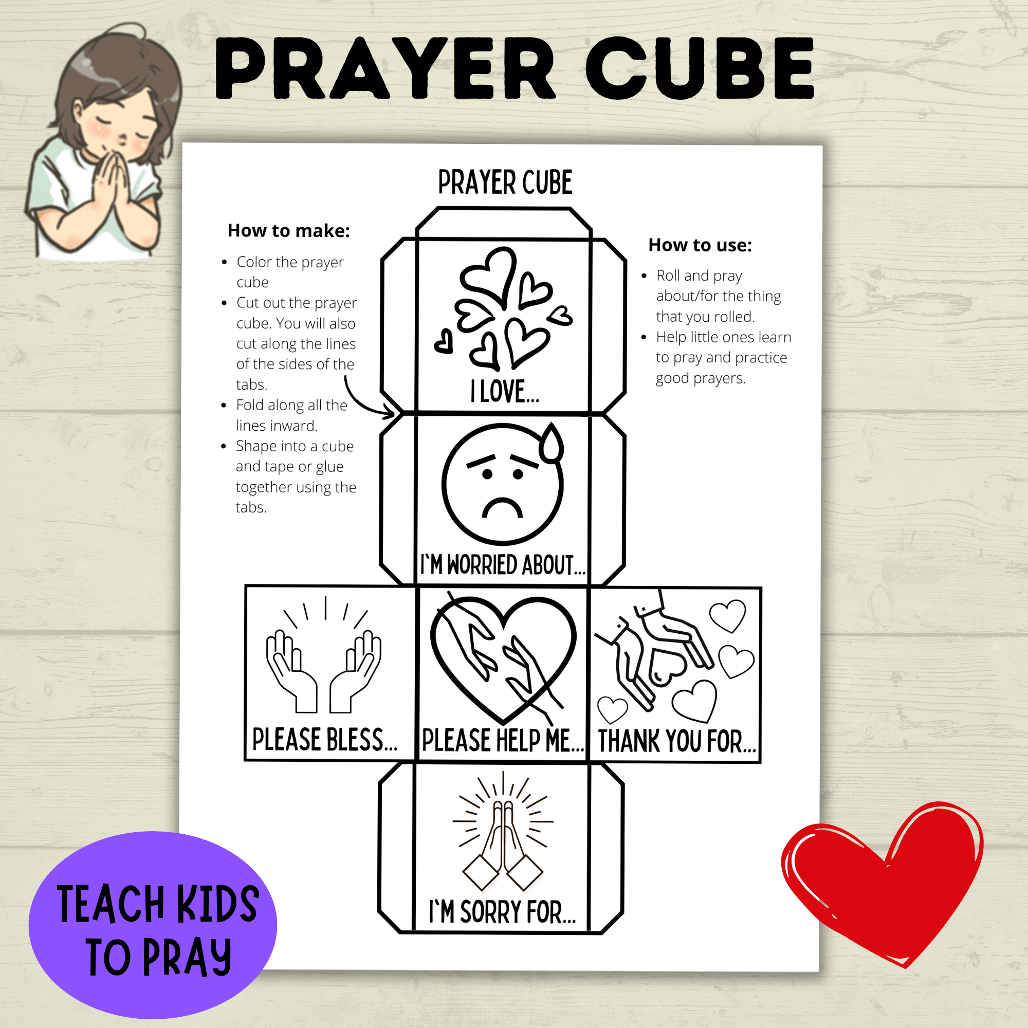 Prayer Cube Craft | Prayer Activities | Kids Crafts – Paper Scissors ...