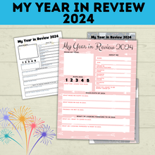 Load image into Gallery viewer, 2024 Time Capsule Sheets | New Year&#39;s Eve Printable | New Year&#39;s Eve Game | My Year in Review 2023 | PDF Download | Kids Questions
