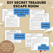 Load image into Gallery viewer, DIY Escape Room for Kids | Secret Treasure Escape Room | Home escape Room | Digital Escape Room | Kids Games | Party Games | Printable
