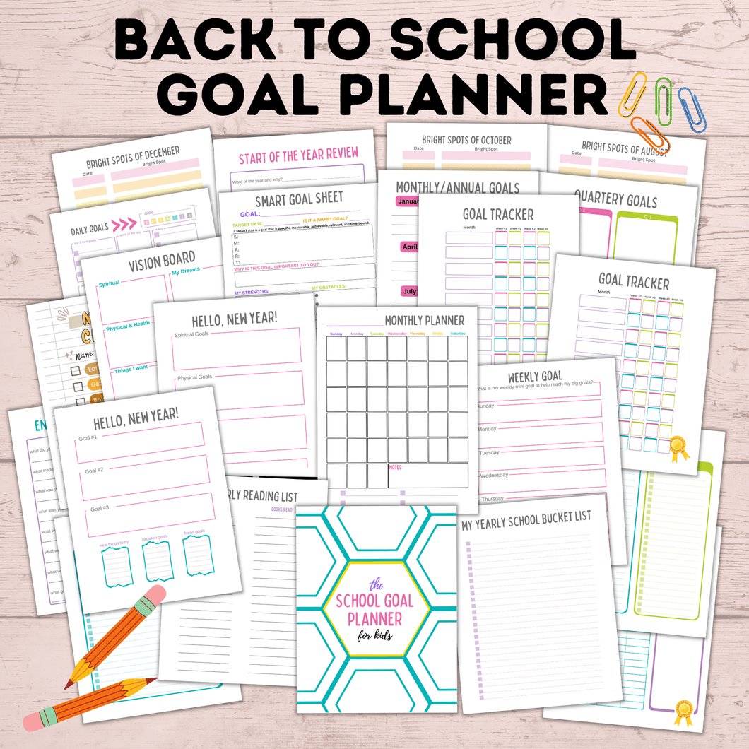 School Goal Planner for Kids | Kids Goals | Goals for Kids | Printables for Kids | Planner for Kids | School Planner | Digital Planner