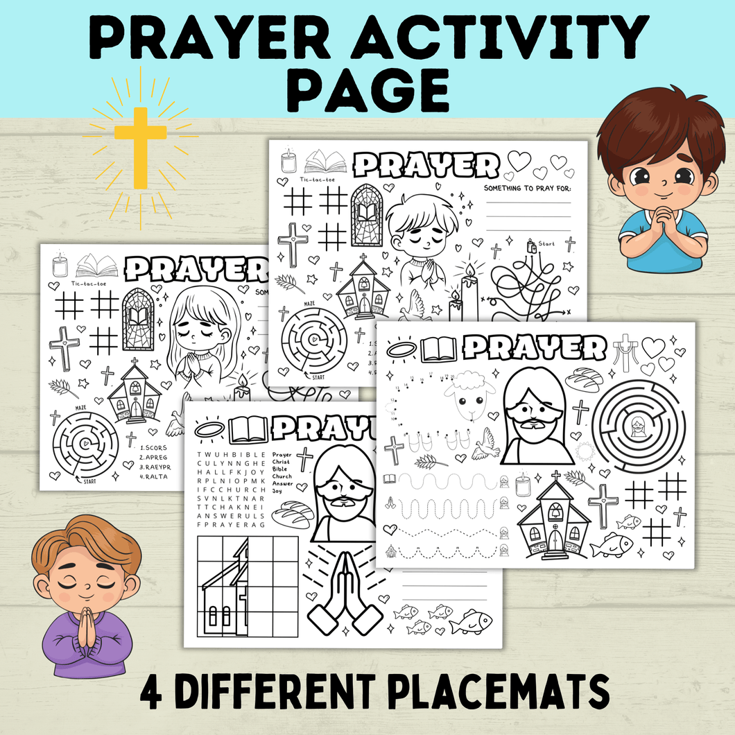 Prayer Activity Page for Kids | Sunday School Activity Page | Teach kids to Pray | Prayer Activities | Prayer Craft | Kids Crafts | Digital