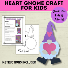 Load image into Gallery viewer, Gnome Craft for Kids | Adult Crafts | Valentine&#39;s Day Craft | Kids Crafts | Heart Template | Toddler Craft | Gnome template | Valentine&#39;s
