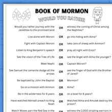 Load image into Gallery viewer, Book of Mormon Would You Rather for Kids | Kids Activities | BOM activities | Book of Mormon Lessons | Kids printables | BOM | Primary
