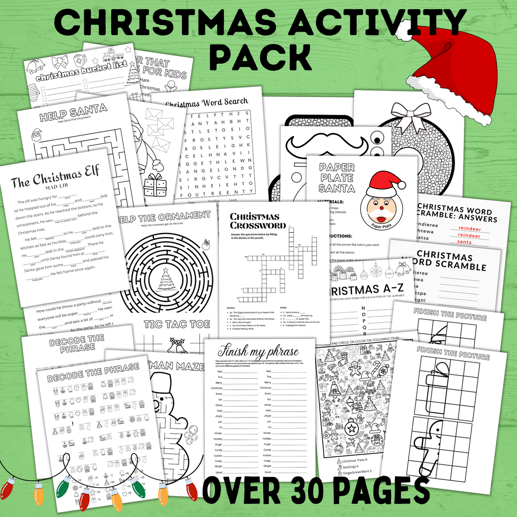 Christmas Activity Pack for Kids | Kids Christmas Activities | Christmas Printables | Christmas Games for Kids | Christmas Crafts