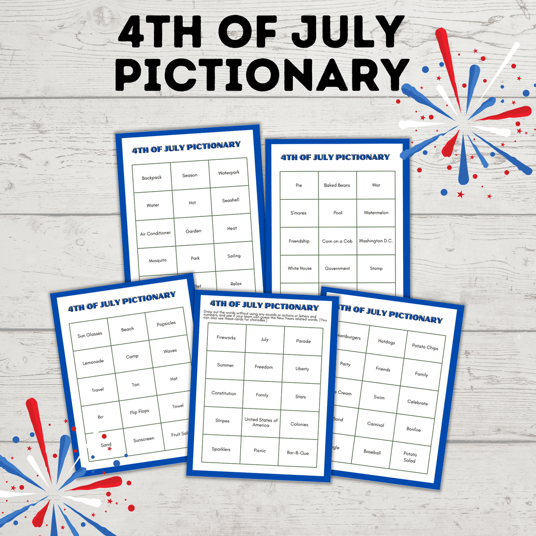 4th of July Pictionary and Charades for Kids