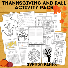 Load image into Gallery viewer, Thanksgiving and Fall Activity Pack for Kids | Fall Activity Pack | Thanksgiving Activity Pack | Thanksgiving Printables | Fall Printables
