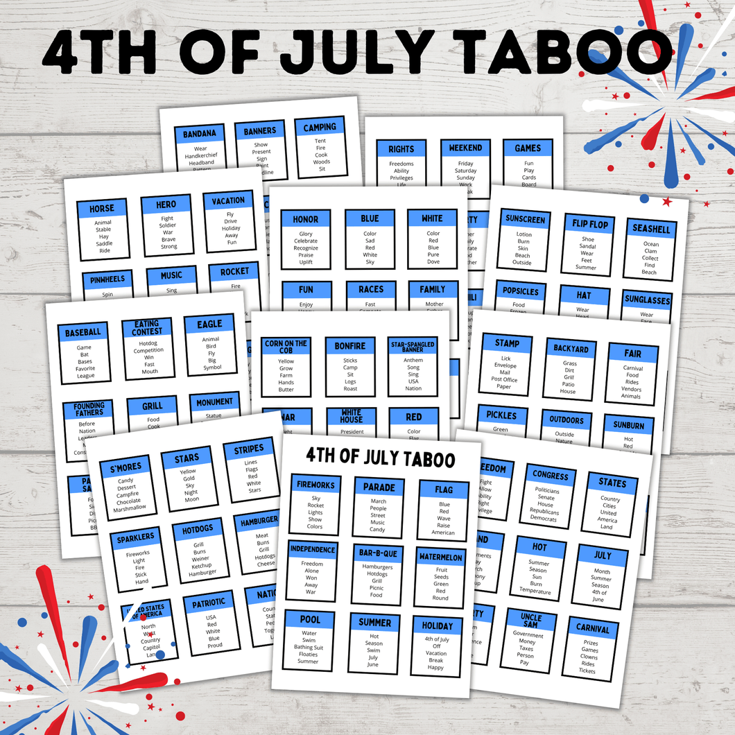 4th of July Taboo Game for Kids and Adults | Games for Kids