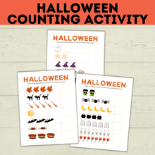 Load image into Gallery viewer, Halloween Counting Activity for Kids and Preschoolers | Counting for Preschoolers | Numbers | Math Worksheets | Math for Preschool
