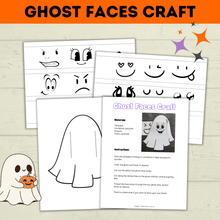 Load image into Gallery viewer, Ghost Craft | Ghost Faces Craft | Halloween Craft | Kids Craft | Craft Template | Ghost Activity | Halloween Printables for kids | Party
