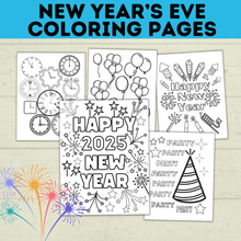 Load image into Gallery viewer, New Year&#39;s Eve Coloring Pages for Kids | New Year&#39;s Eve Activities | Coloring Pages
