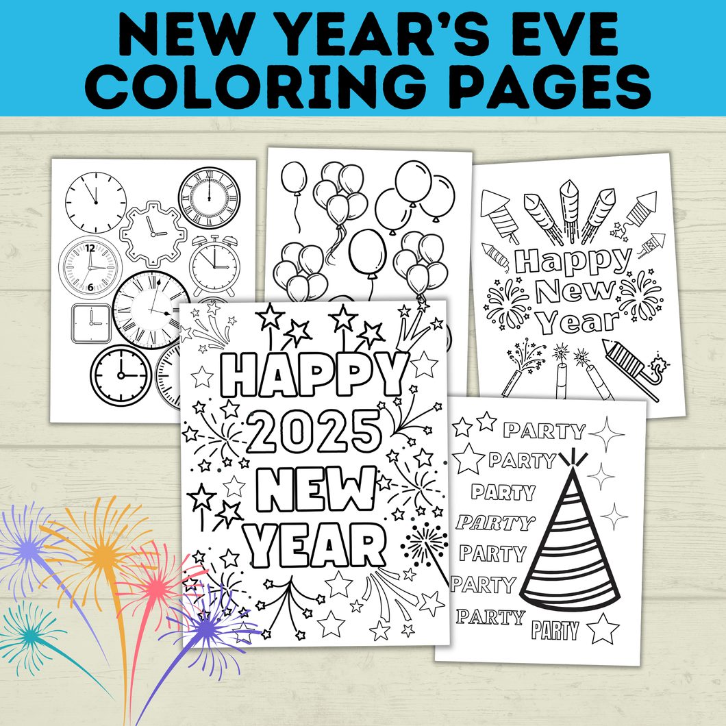 New Year's Eve Coloring Pages for Kids | New Year's Eve Activities | Coloring Pages