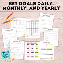 Load image into Gallery viewer, School Goal Planner for Kids | Kids Goals | Goals for Kids | Printables for Kids | Planner for Kids | School Planner | Digital Planner
