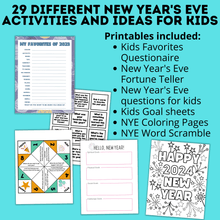 Load image into Gallery viewer, New Year&#39;s Eve 12-Hour Countdown Activity for Kids | NYE Games | Kids Games | NYE Printables
