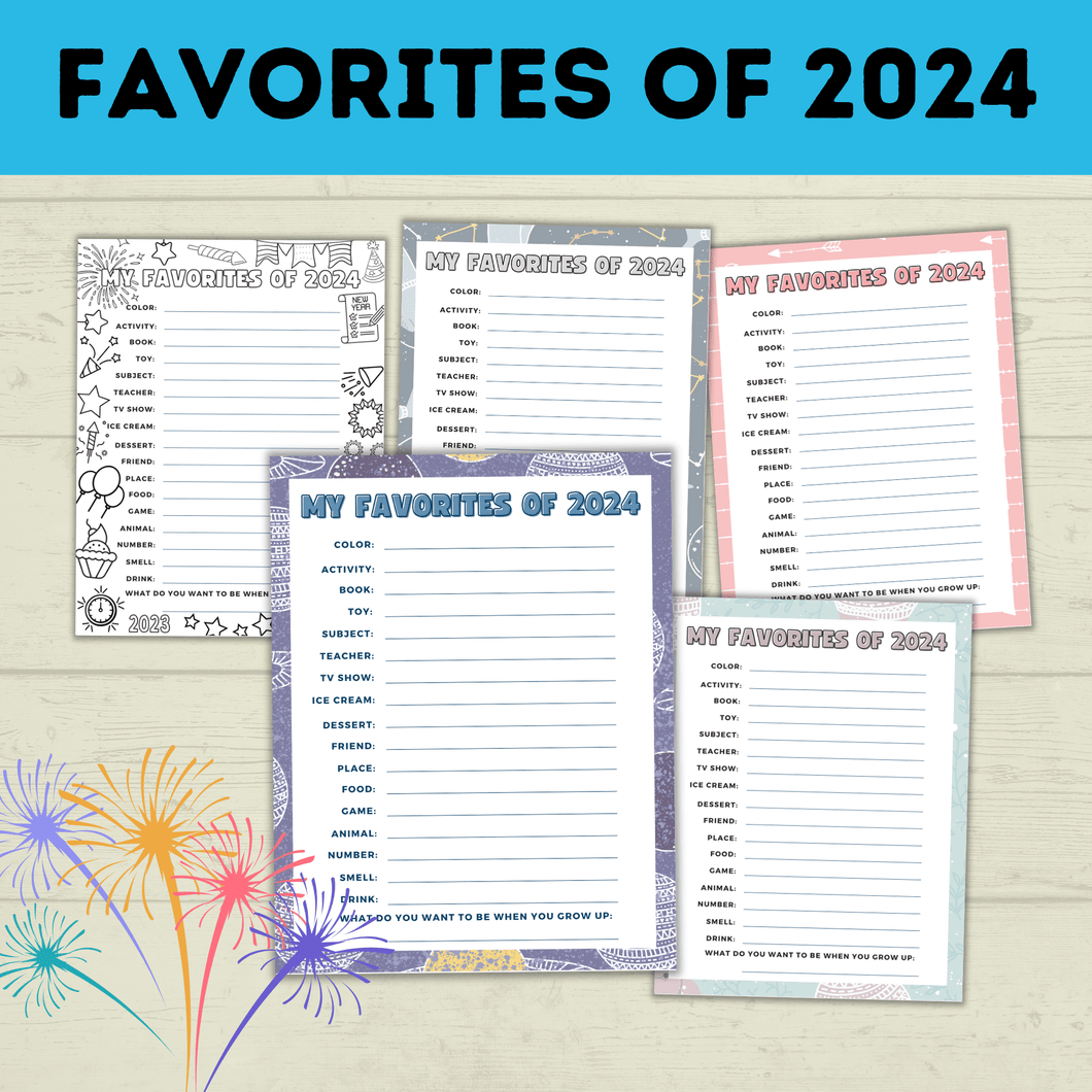 My Favorites 2024 for Kids | Kids NYE Games | New Year's Eve Activity