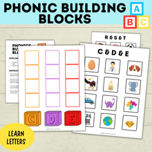 Load image into Gallery viewer, Phonic Letter Building Blocks | Phonics Activities | Alphabet Matching | Letter Sound Games | Phonic Puzzles | Preschool Crafts | Toddler
