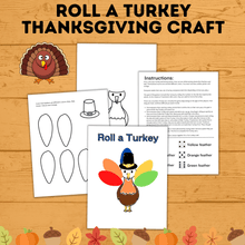 Load image into Gallery viewer, Roll a Turkey | Turkey Thanksgiving Game | Turkey Game | Game Printable | Fall Printable | Kids Game | Turkey Printable | Holiday Game
