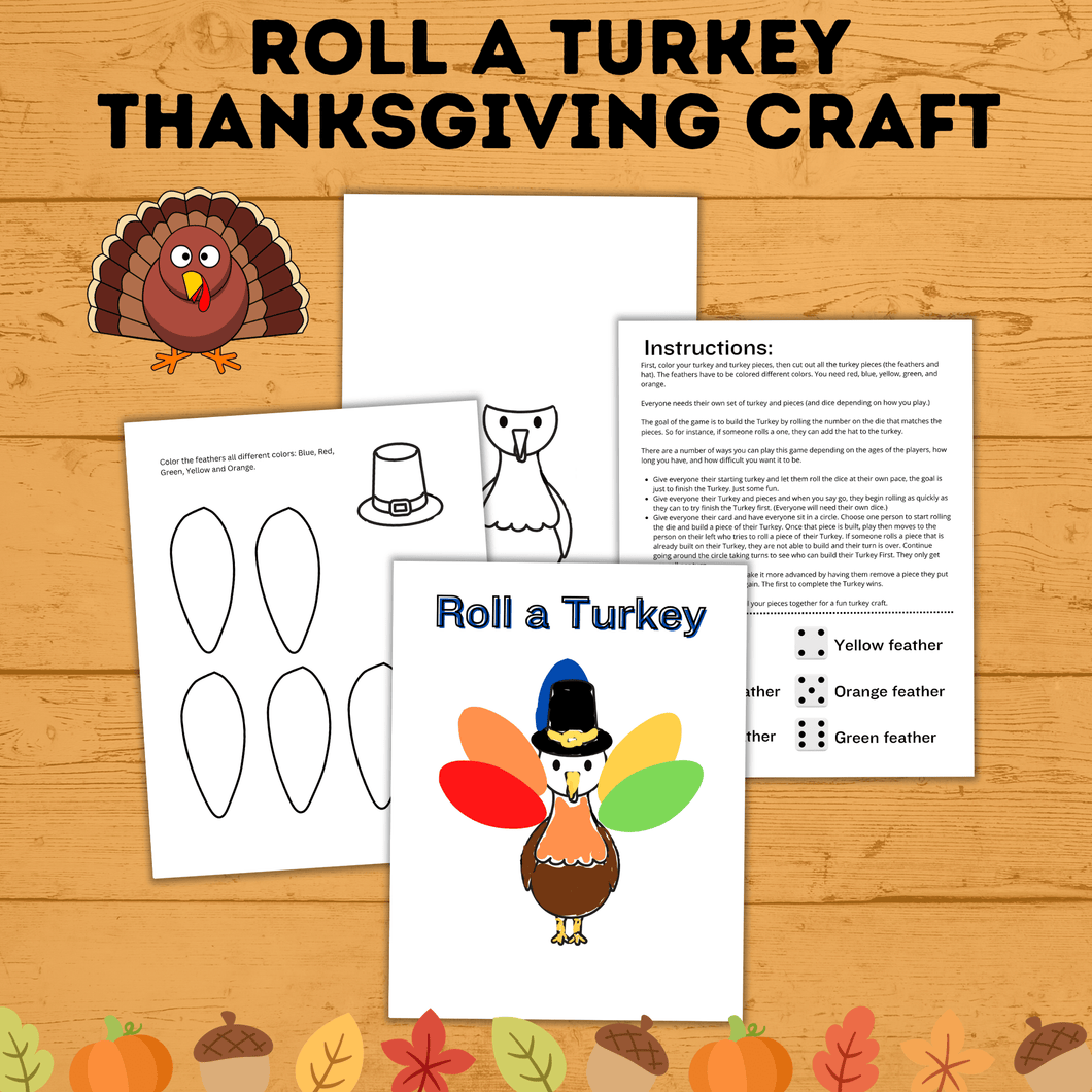 Roll a Turkey | Turkey Thanksgiving Game | Turkey Game | Game Printable | Fall Printable | Kids Game | Turkey Printable | Holiday Game