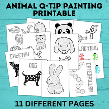 Load image into Gallery viewer, Animal Q-Tip Painting Template | Animal Painting Sheets | Animal Craft | Preschool Craft
