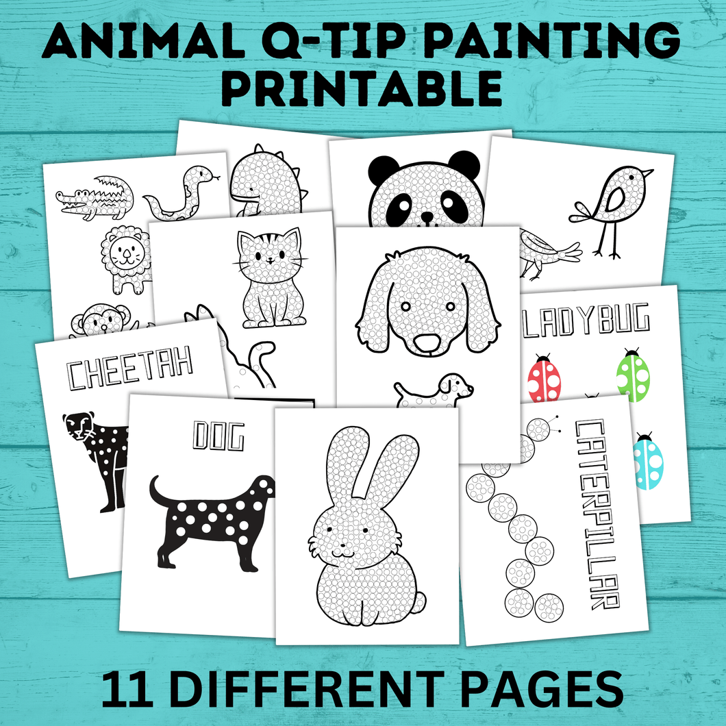 Animal Q-Tip Painting Template | Animal Painting Sheets | Animal Craft | Preschool Craft