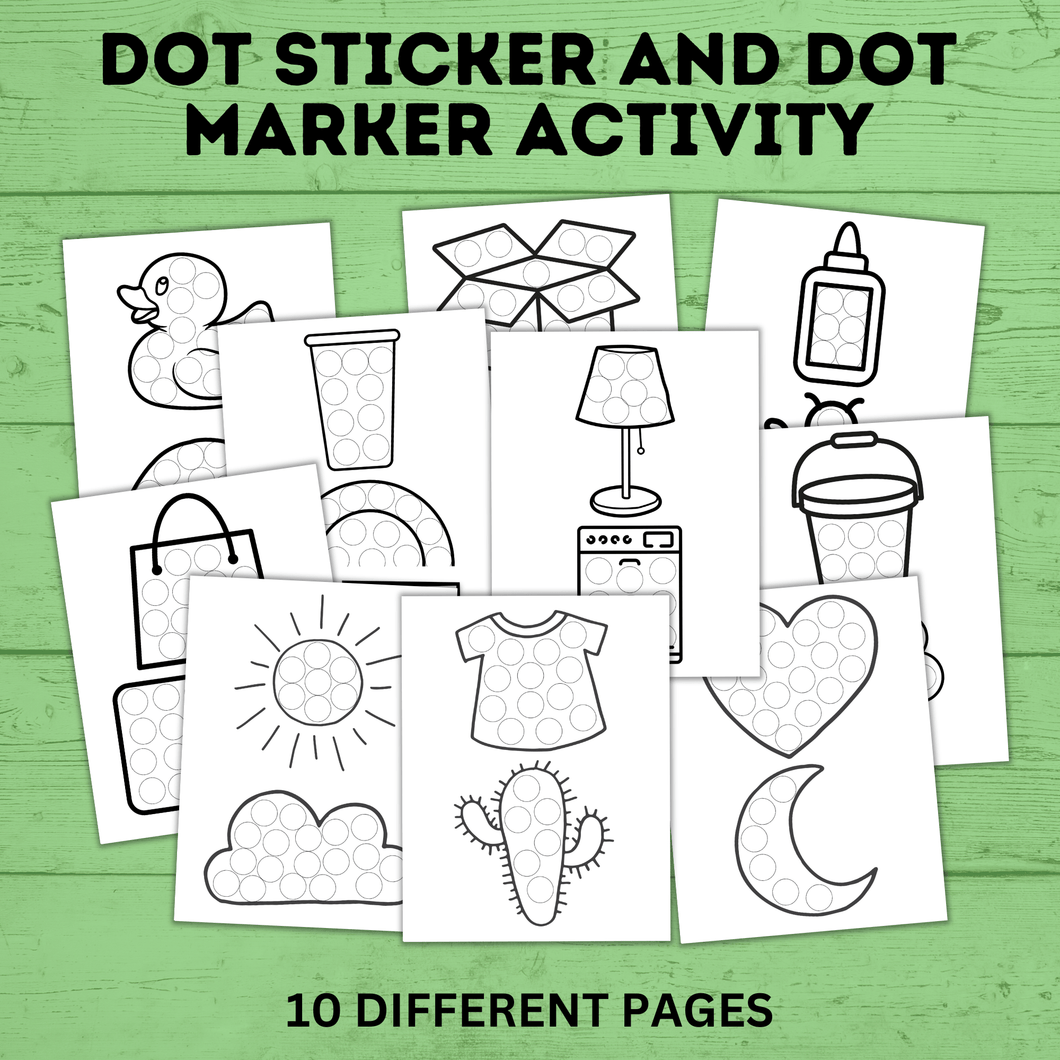 Dot Stickers Activity Sheets | Dot Markers Activity Sheets for Toddlers | Toddler Activities | Toddler Printables | Preschool Activity