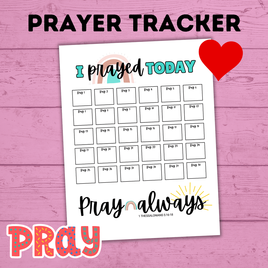 Prayer Tracker | Prayer Checklist | Prayer Printables | Prayer Activity | Prayer Chart | Praying for Kids | Printables for Kids