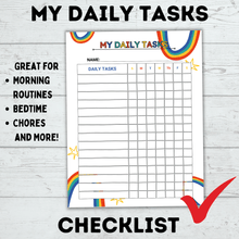 Load image into Gallery viewer, My Daily Task Sheets | Kids Checklist | Daily Routine Checklist | Bedtime Routine | Daily Chore Checklist | Weekly Checklist |
