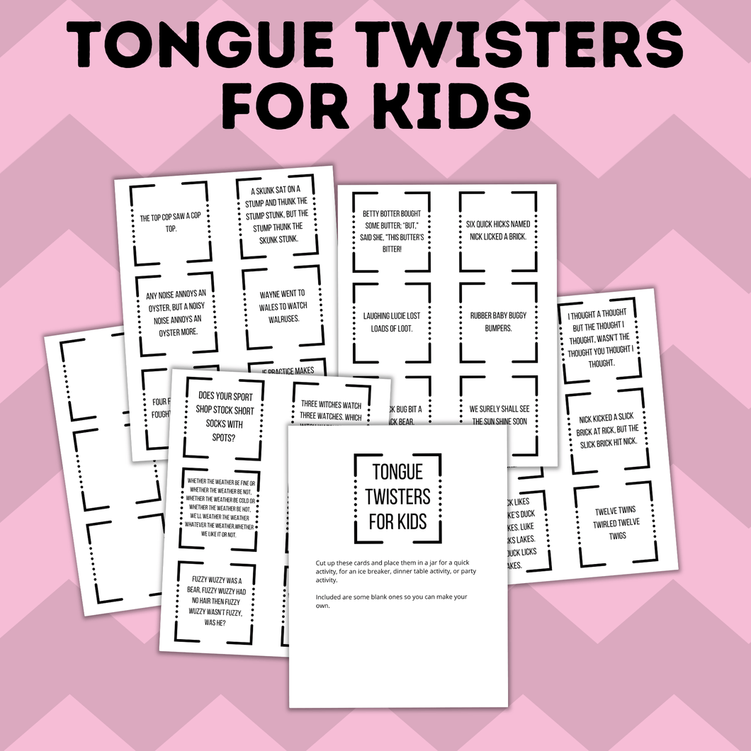 Kid's Tongue Twisters | Easy Kid's Activities | Kid's Card Games