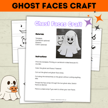 Load image into Gallery viewer, Ghost Craft | Ghost Faces Craft | Halloween Craft | Kids Craft | Craft Template | Ghost Activity | Halloween Printables for kids | Party
