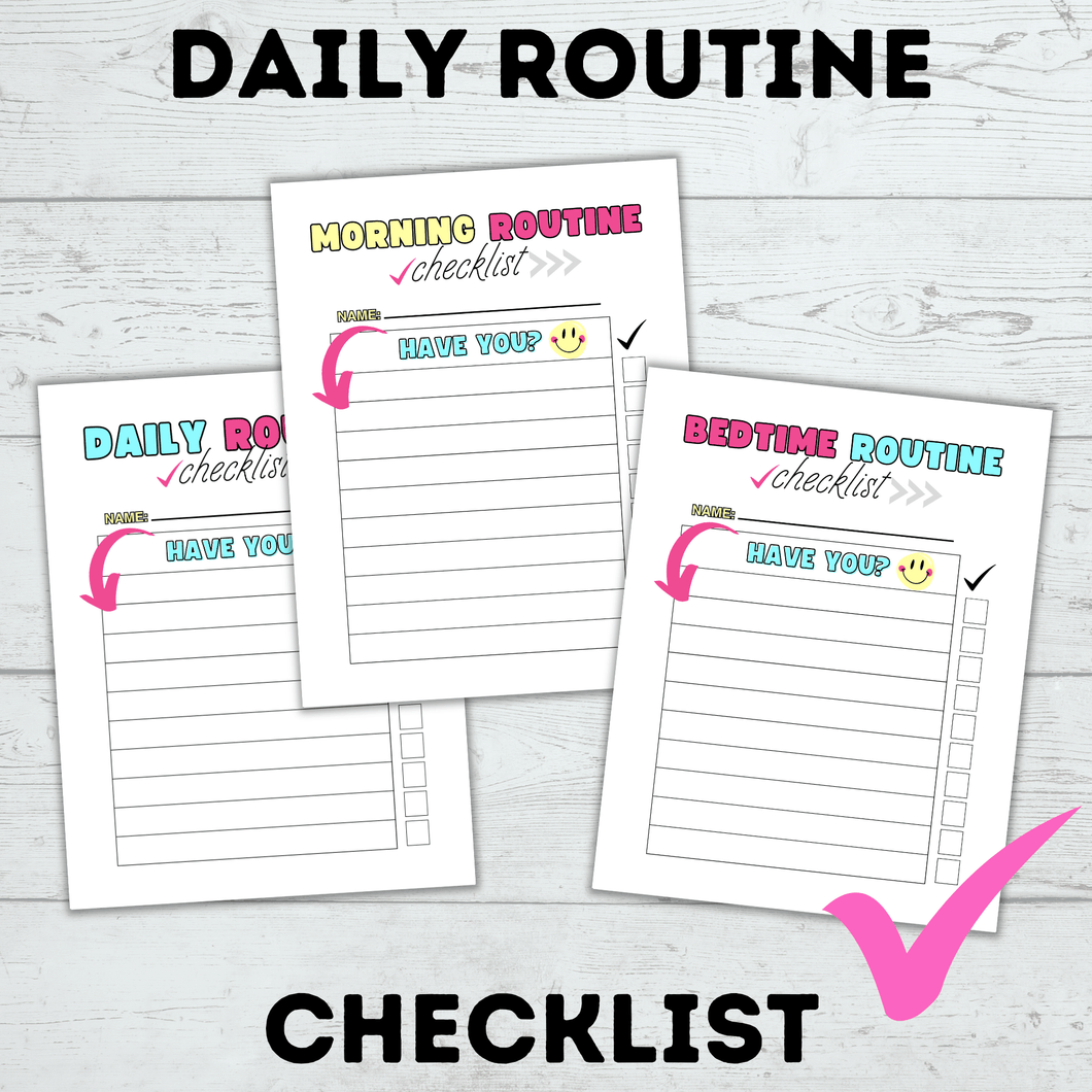 Daily Routine Checklist for Kids | Morning Routine Checklist | Bedtime Routine Checklist | Kids Checklist | Toddler Checklist | Chore Chart