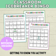 Load image into Gallery viewer, Classroom Bingo | Back to School Bingo | Getting to Know You Bingo | Human Bingo | Ice Breaker Games for Kids | Back to School Games
