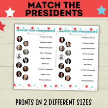 Load image into Gallery viewer, Match the President Game | Kids Games | 4th of July Games | Classroom Games | History Games | Independence Day | Kids Printables
