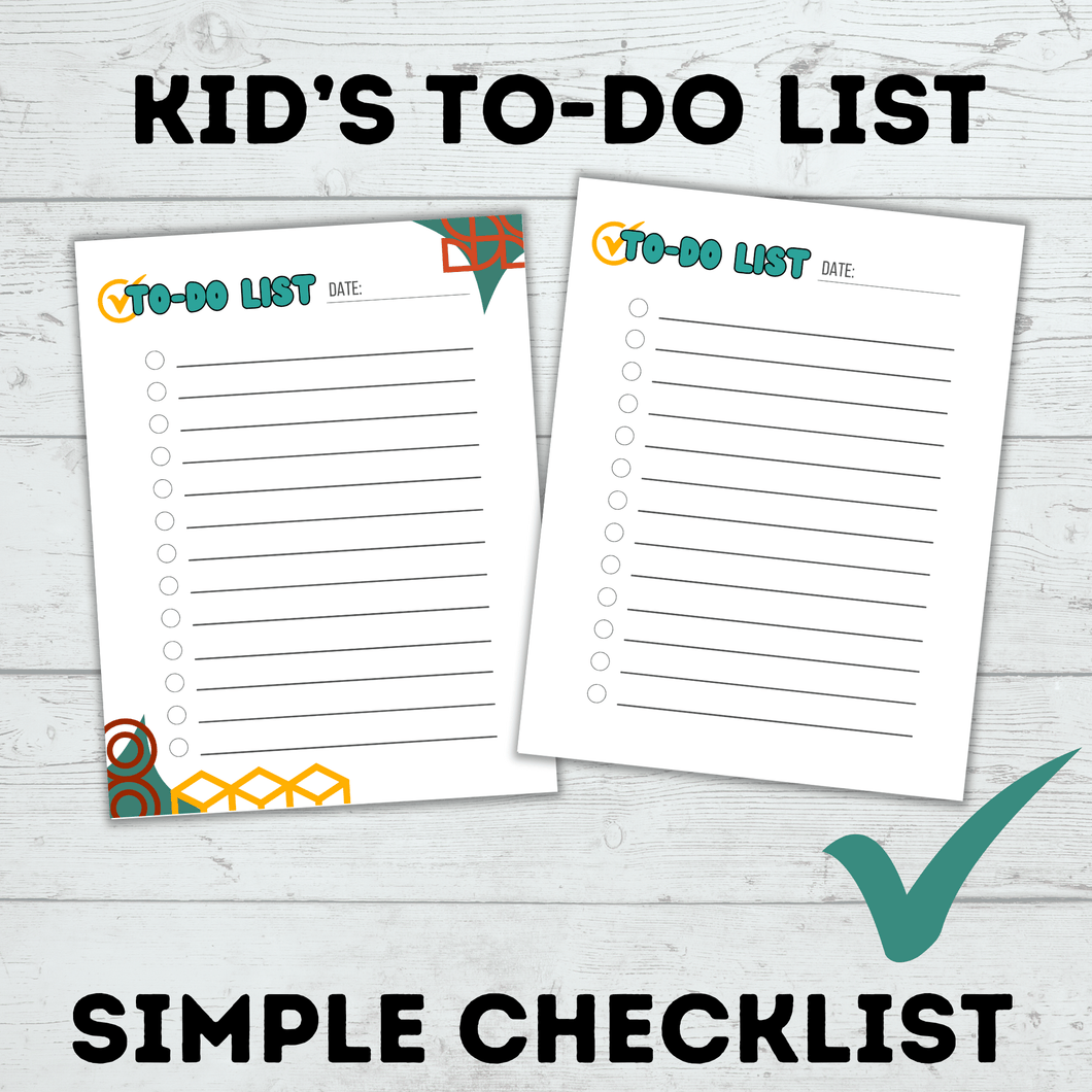 Kid's To-do List and Checklist | Digital Download | Simple Kid's Checklist | Daily to-do List | Kid's List | PDF Download | Daily Routine