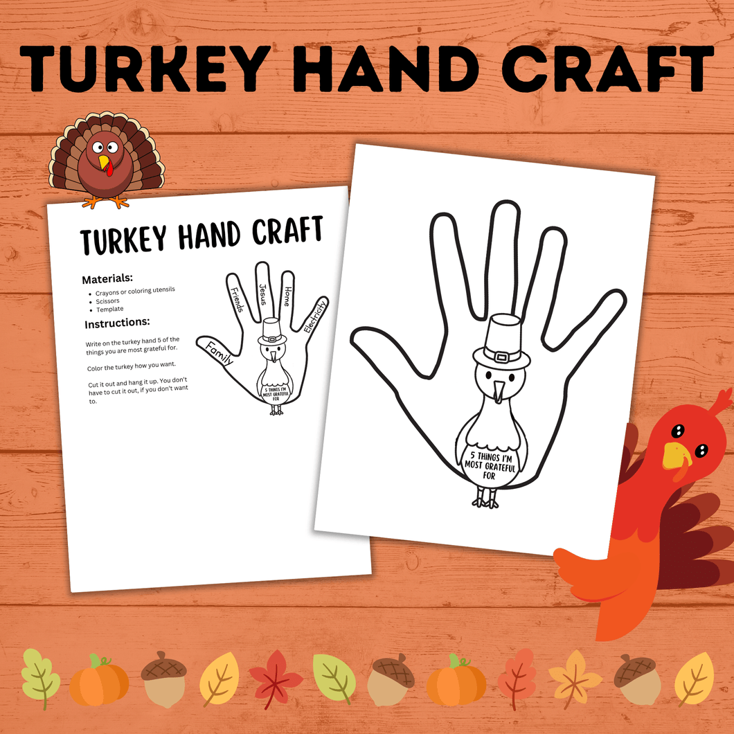 Thanksgiving Turkey Hand Craft | Fall Craft | Thanksgiving Craft | Turkey Craft | Preschool Craft | Gratitude Craft | Kids Craft |